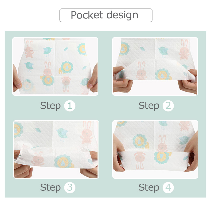 free sample cute breathable disposable baby bibs with pocket 